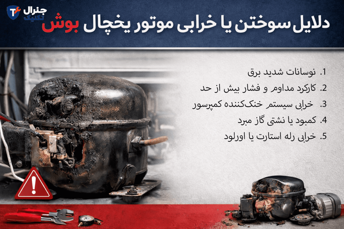 خرابی موتور یخچال بوش